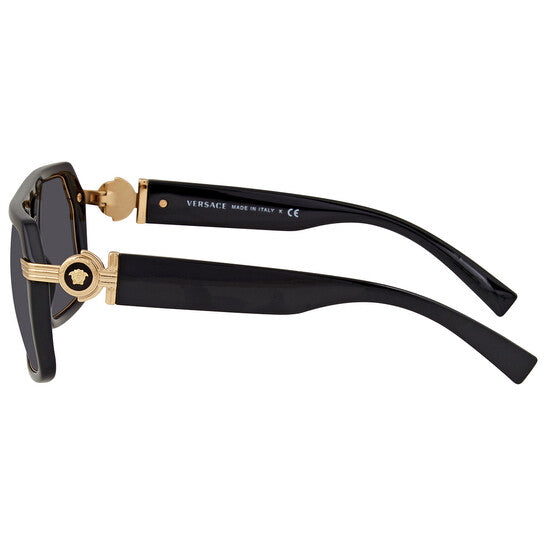 Versace  Dark Grey Geometric Men's Sunglasses