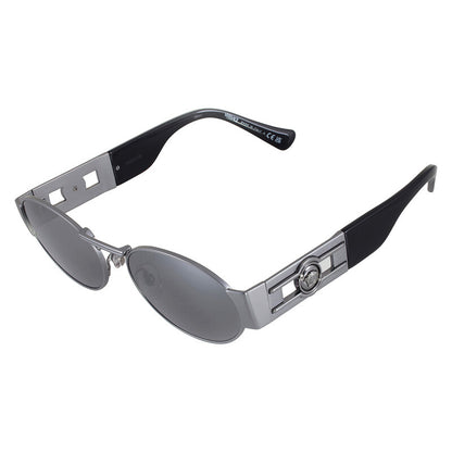Versace VE2264 Oval Sunglasses — Matte Gunmetal / Grey Mirror Silver