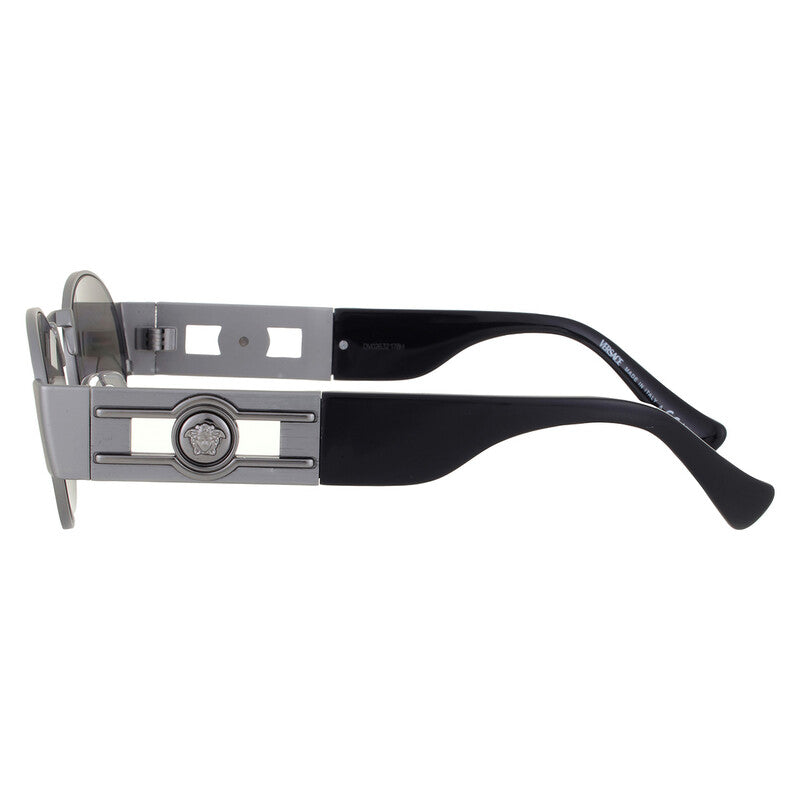 Versace VE2264 Oval Sunglasses — Matte Gunmetal / Grey Mirror Silver